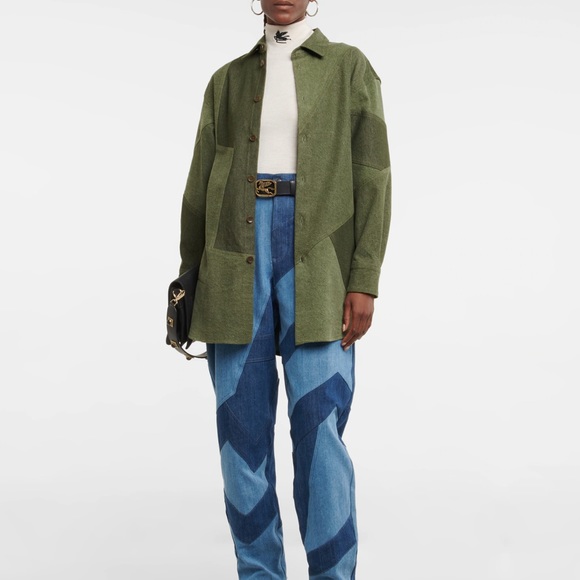 NWT ETRO Vanessa Patchwork Denim Button Up Shirt - Picture 2 of 15